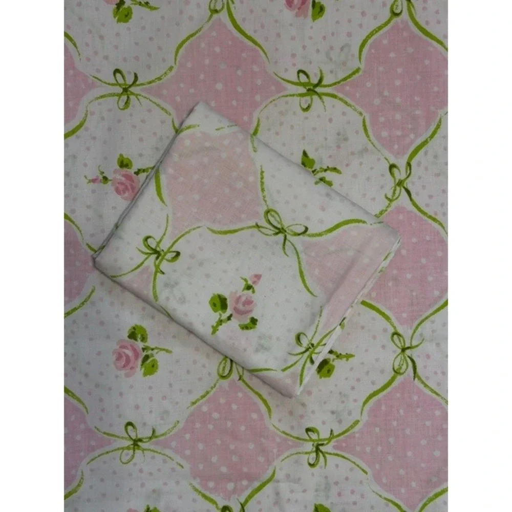 Vintage pair of pillowcases pink cottagecore floral pillowcases